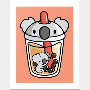 Bubble Tea with Cute Kawaii Koala Bear Inside Posters and Art